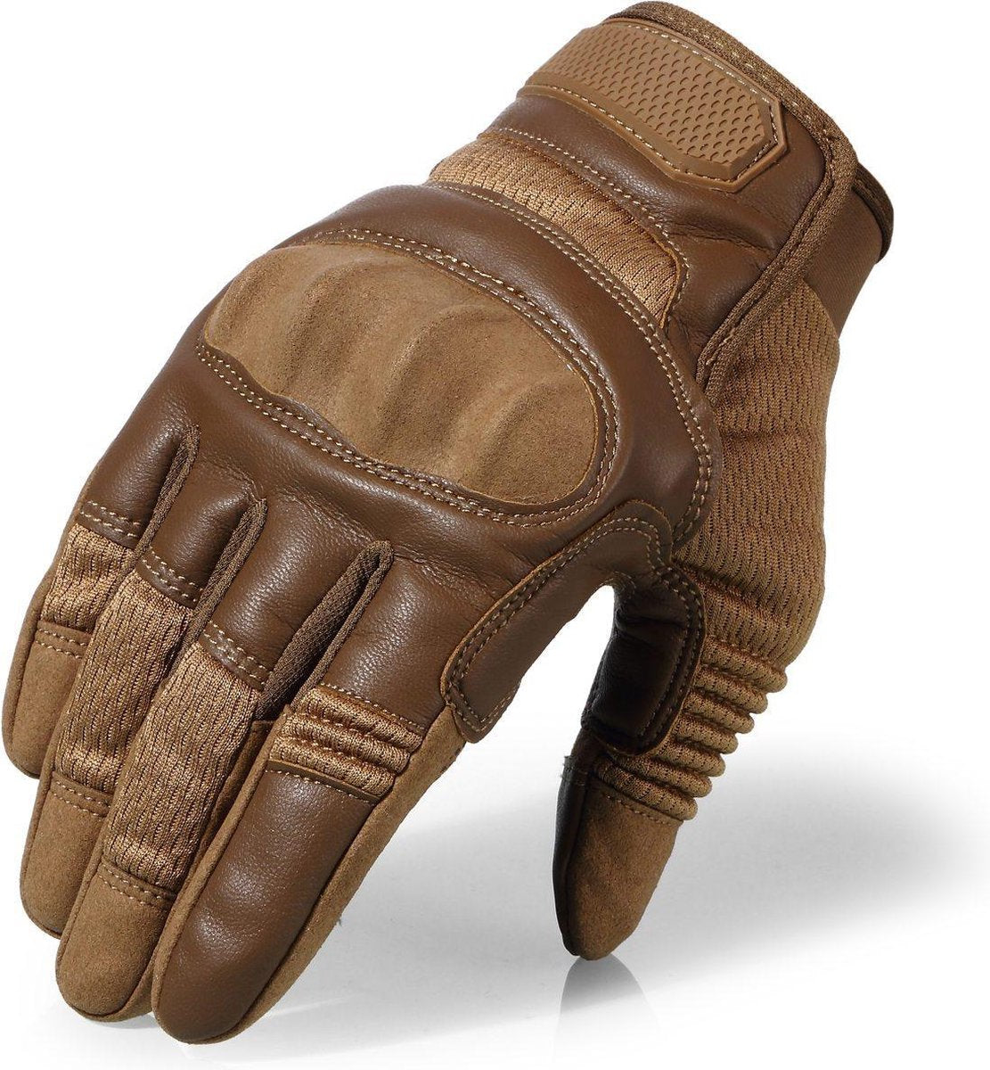 Ademende Motorhandschoenen - Bruin - PU Leer - Handschoenen Motor - Maat M - Touchscreen - Bescherming