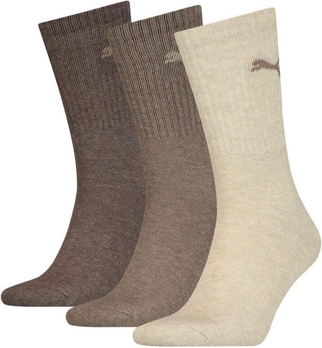 PUMA sportsokken 3 pack bruin - 35-38