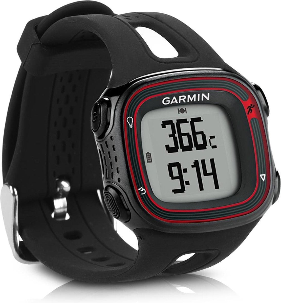 kwmobile horlogeband voor Garmin Forerunner 10 / 15 - siliconen armband voor fitnesstracker - zwart