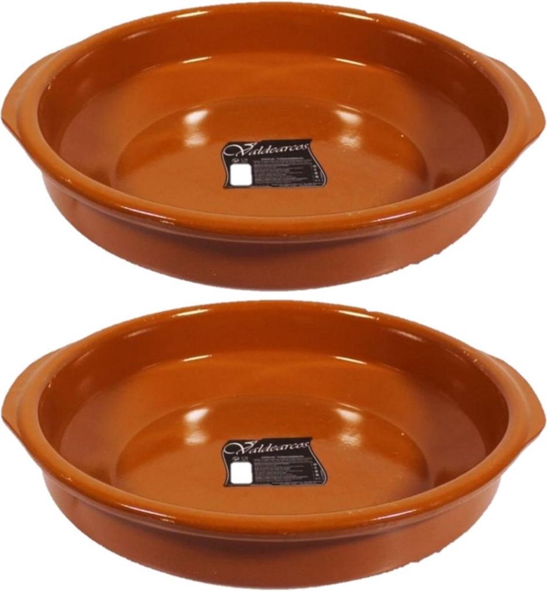 Set van 2x stuks grote tapas ovenschalen/serveerschalen Alicante met handvatten 38 cm - Tapas serveerschalen/borden/ovenschalen
