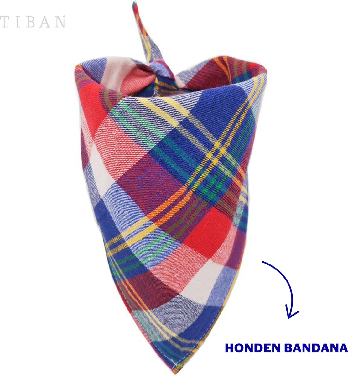 Bandana hond | Hondenhalsdoek ruit blauw | Hondensjaal | Hondenkleding | Hondenhalsband