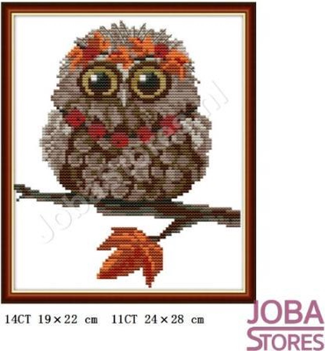 Borduur Pakket "JobaStores®" Uil 003 11CT Voorbedrukt (24x28cm)