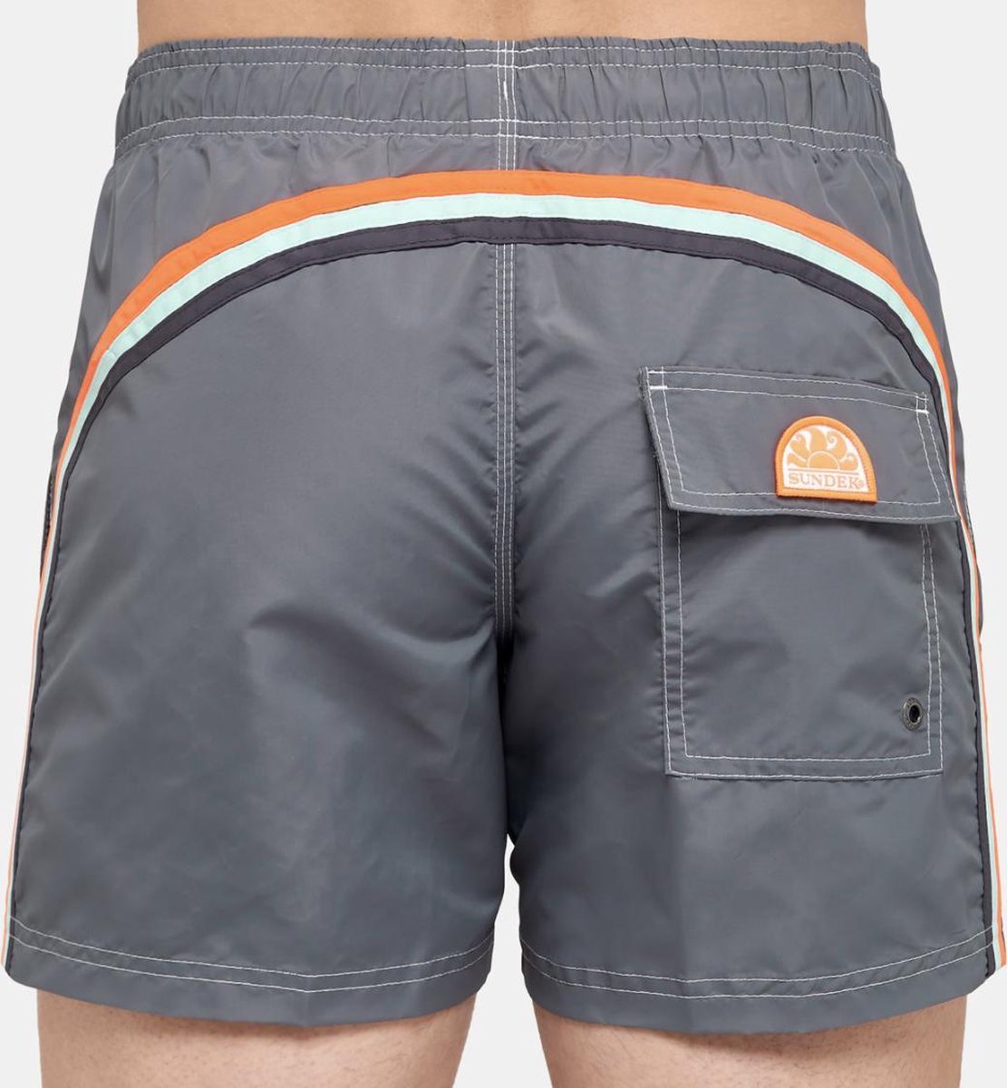 Sundek M504 Uni Board short Heren - M504  14Mid Length Swim Shorts with Rainbow Logo - Maat XL  - Kleur  Grijs / Medium Grey #7