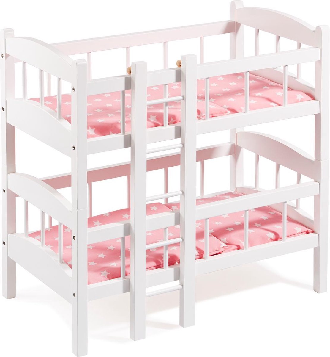 howa Poppen Stapelbed "Stars" hout met beddengoed wit / roze 2440