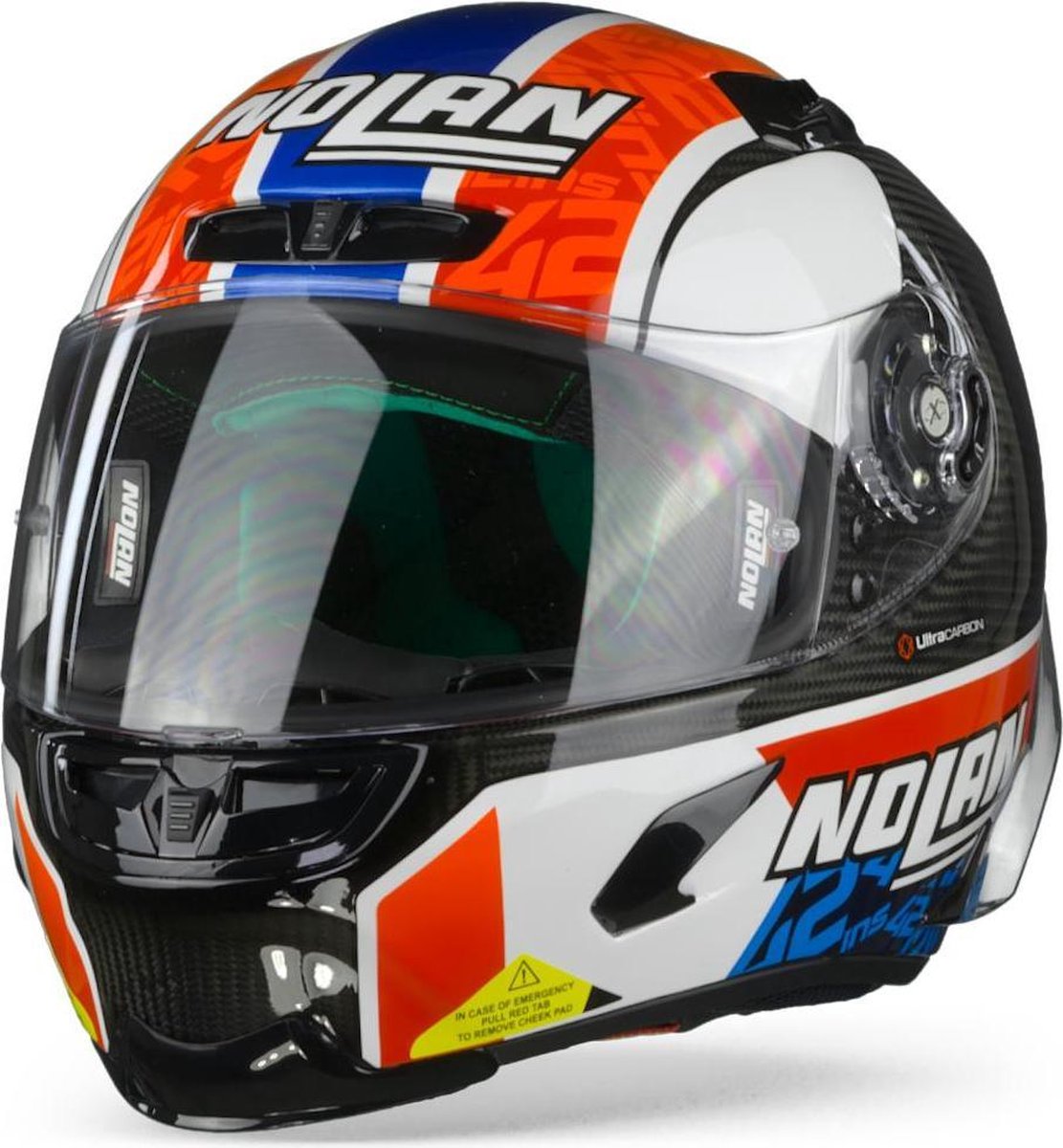 Nolan X-803 RS Ultra Carbon 22 Rins Carbon Black White Red Blue Integraalhelm - Motorhelm - Maat M