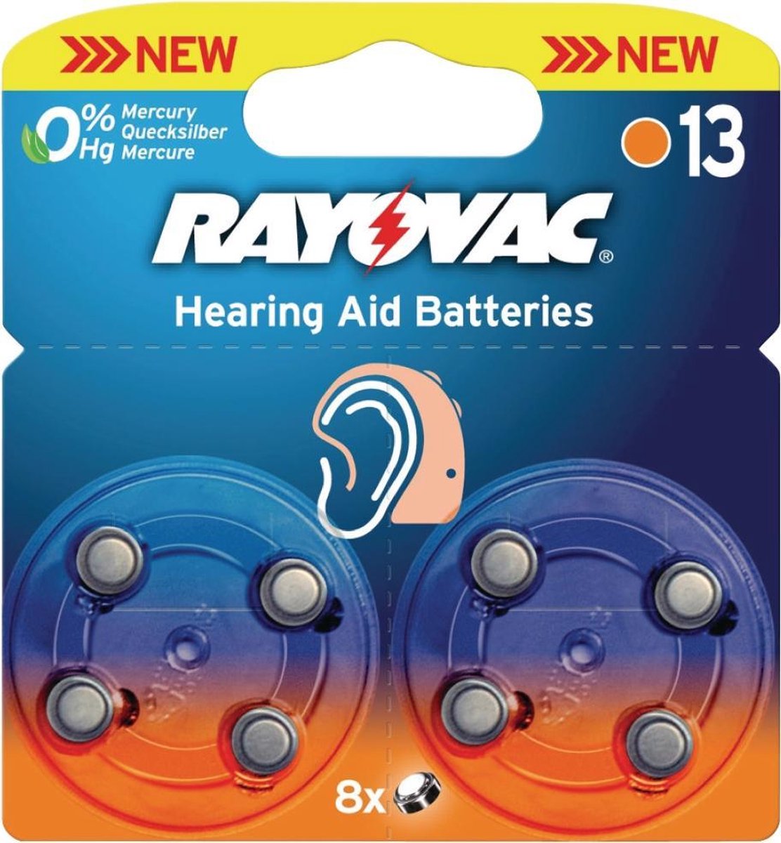 Rayovac Ray-13b-8p Hoortoestelbatterijen Ha13 8stuks