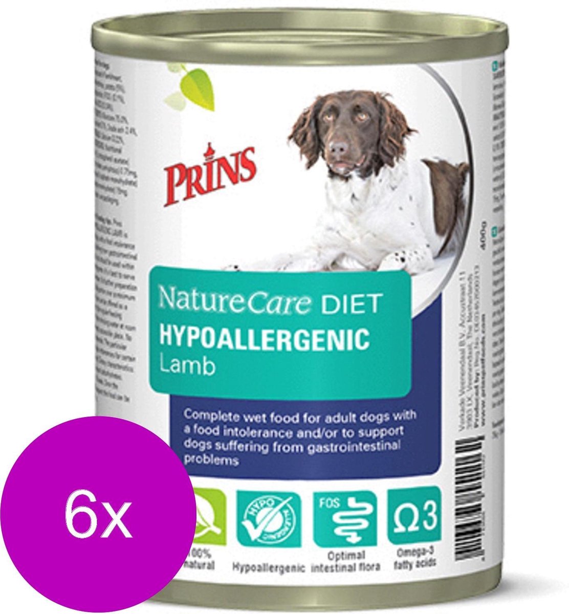 Prins Naturecare Diet Dog Hypoallegenic - Lam - Hondenvoer - 6 x 400 g