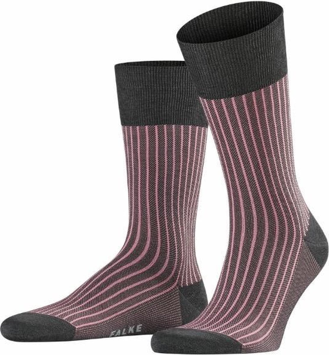 FALKE Oxford Stripe Sokken Heren 13379 - Grijs 3095 anthracite mel. Heren - 43-44