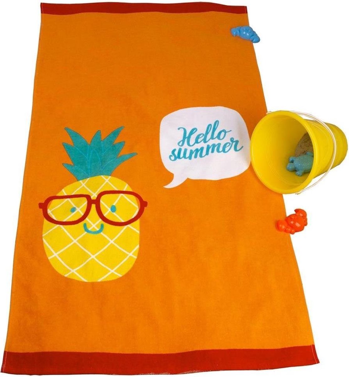 Strandlaken met Ananas Print 70x140 cm Oranje