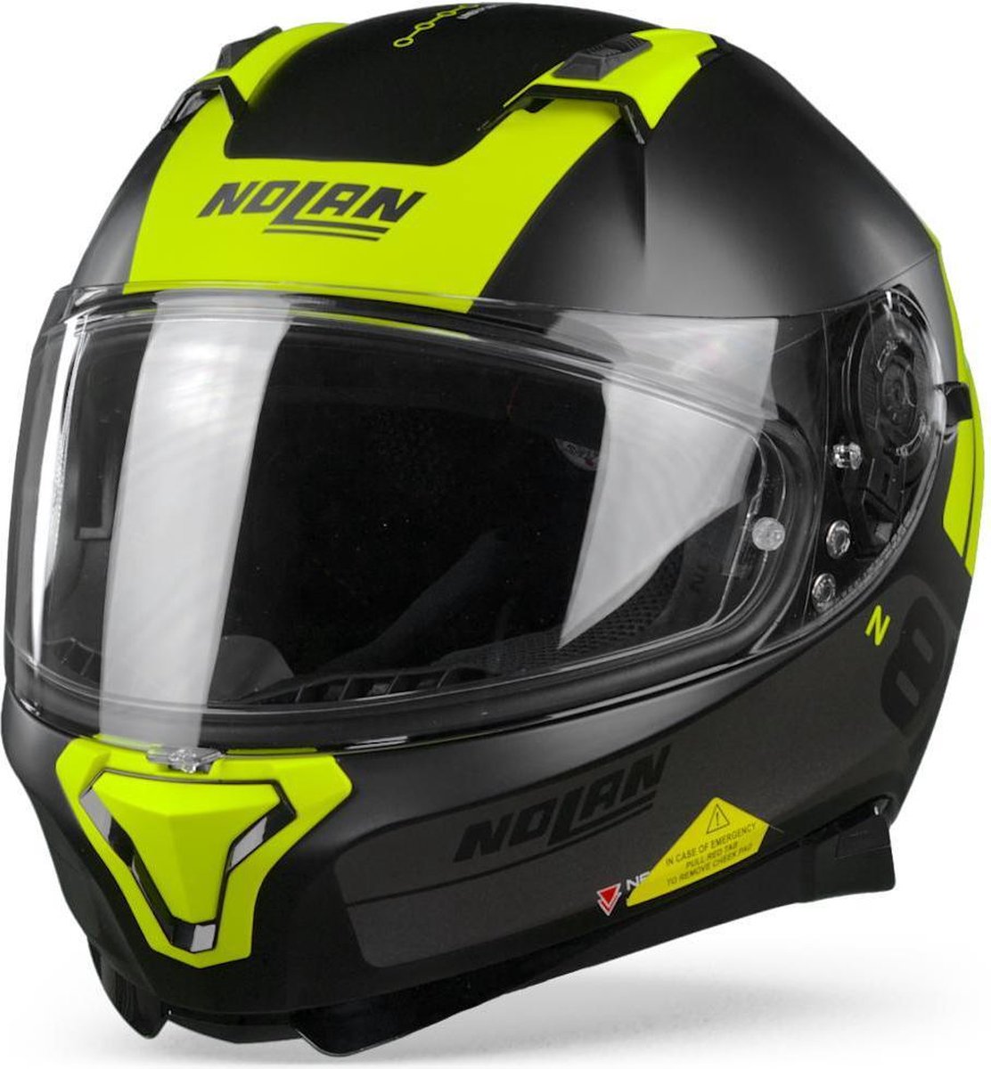 Nolan N87 Plus Distinctive 25 Flat Black Yellow Integraalhelm - Motorhelm - Maat L