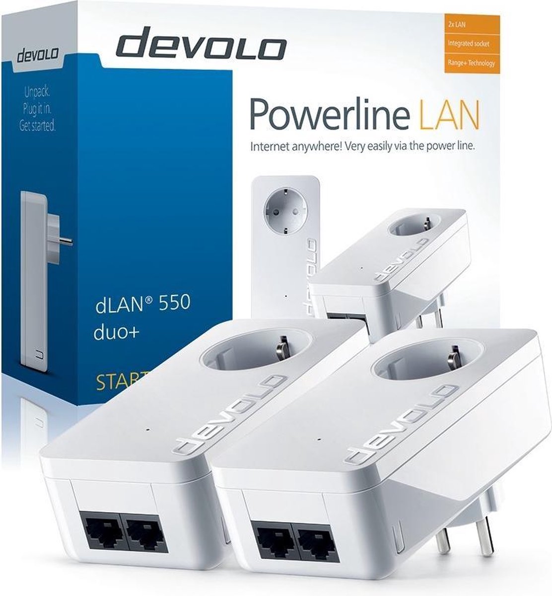 Devolo dLAN 550 Duo+ - Powerline zonder wifi - 2 Stuks - NL