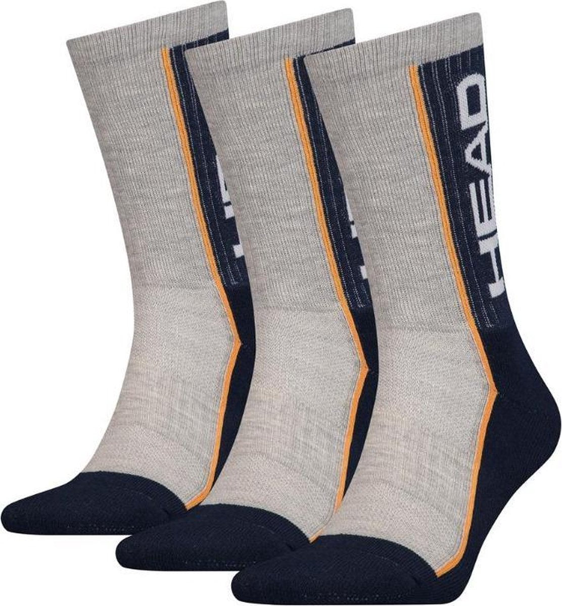 Head - Heren - 3-Pack Performance Crew Sokken - Grijs - 43-46