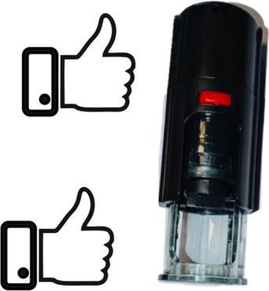 Stempel of Stempeltje van een Like of Duim omhoog met 10mm rond met zwarte inkt