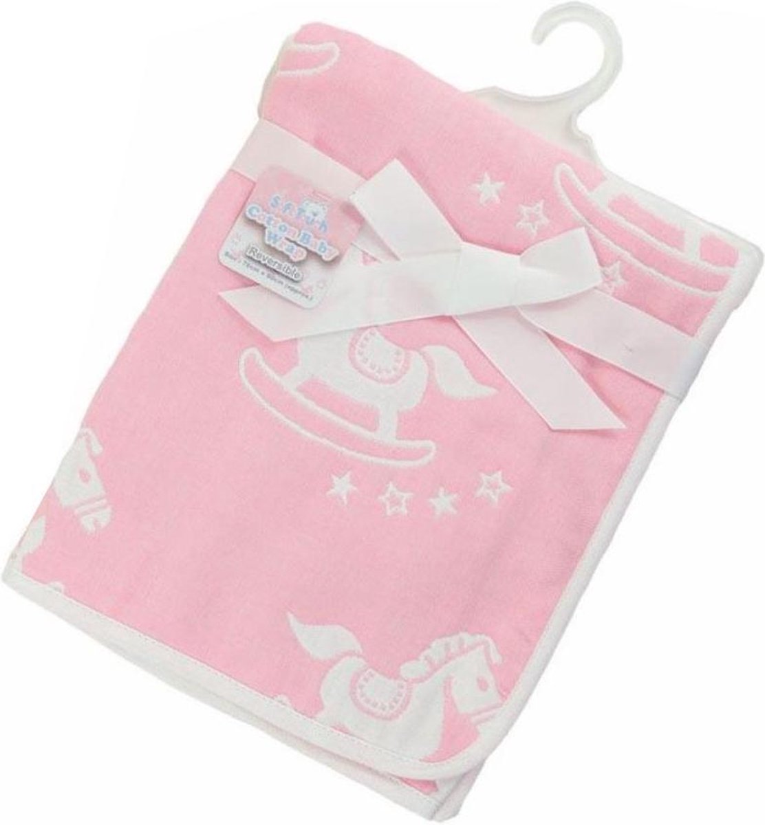 Soft Touch Deken Rocking Horse 80 X 78 Cm Katoen Roze/wit
