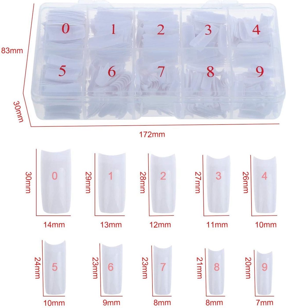 GUAPÀ Kunstnagels French Manicure Wit 500 Stuks (piece) Blister­verpakking