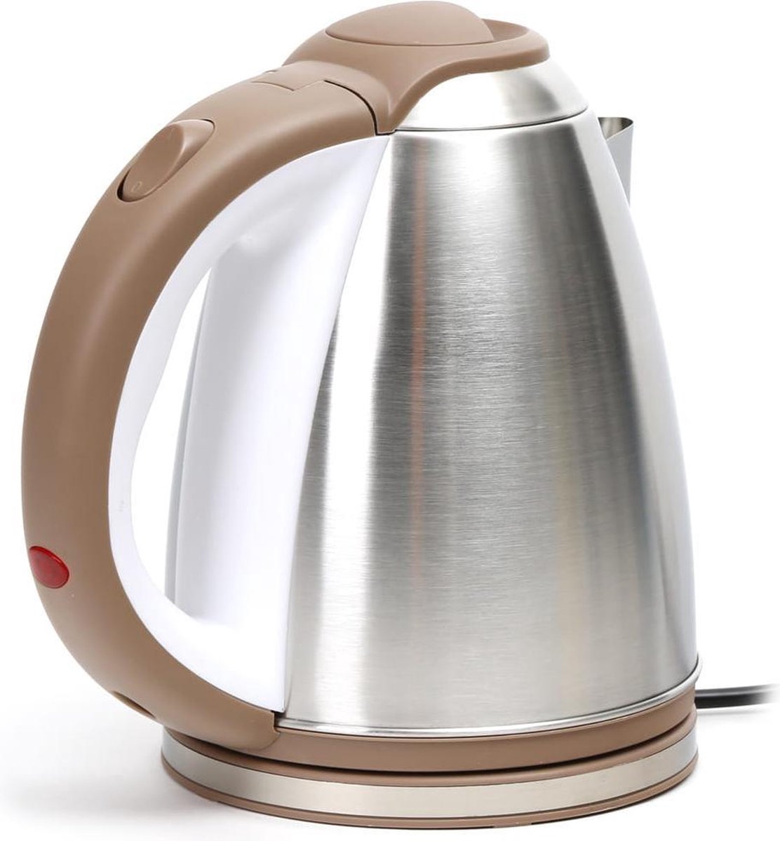 Omega - Elektrische Waterkoker 1500w Roestvrij Staal - Geborstelde Afwerking Wit / Beige