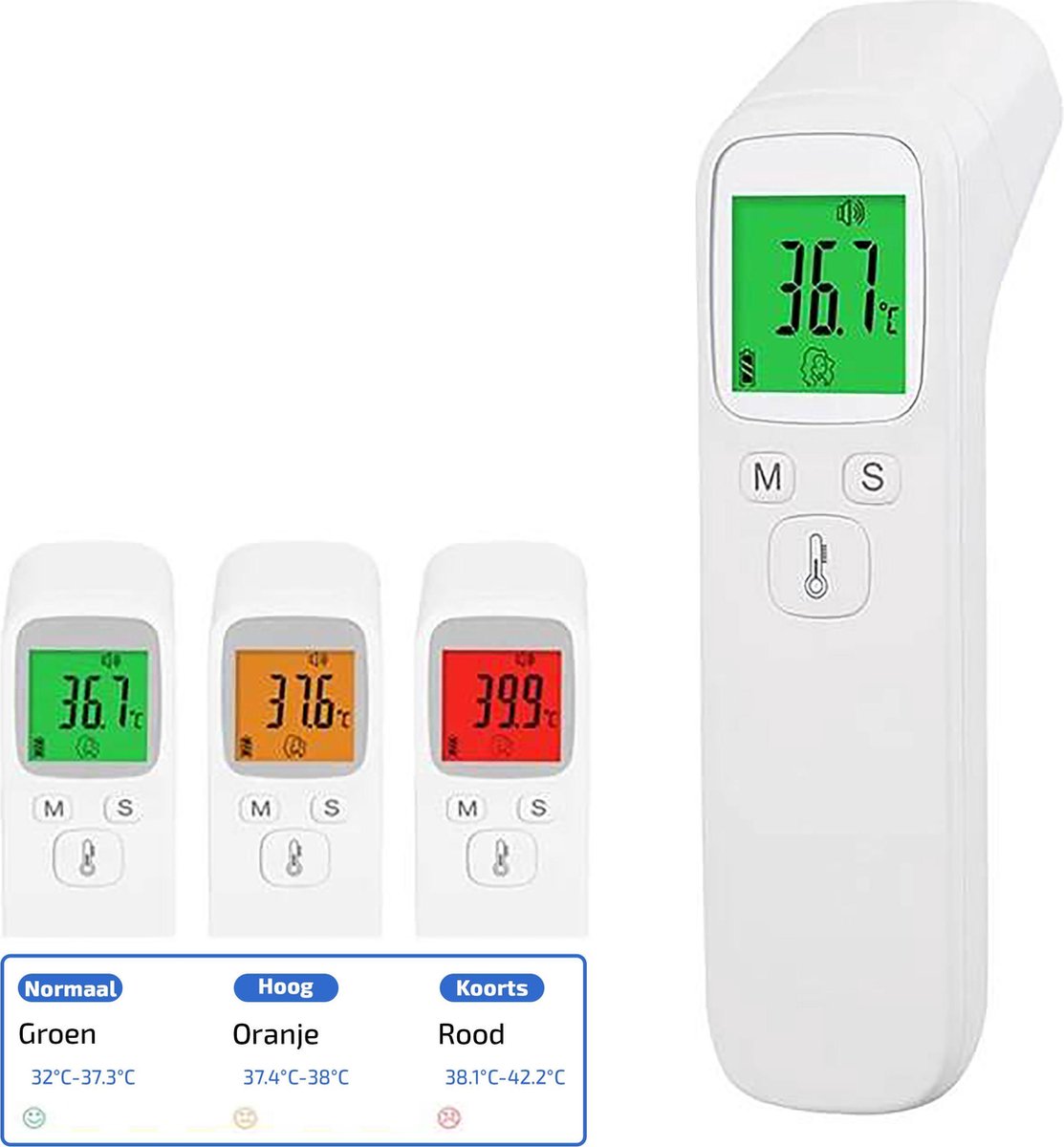 Storebyfour.com® Digitale Infrarood Thermometer - Meetapparatuur - Voorhoofd - Lichaam - Contactloos