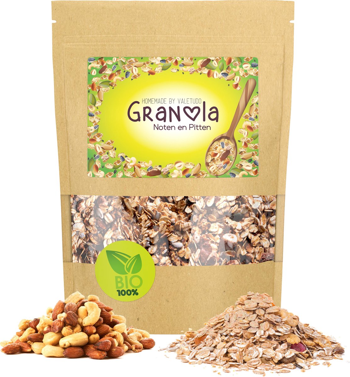 Valetudo® Homemade Granola met Noten en Pitten – Het Perfecte Gezonde Ontbijt Voor in Jouw Yoghurt Beker of Mueslibeker – 300g