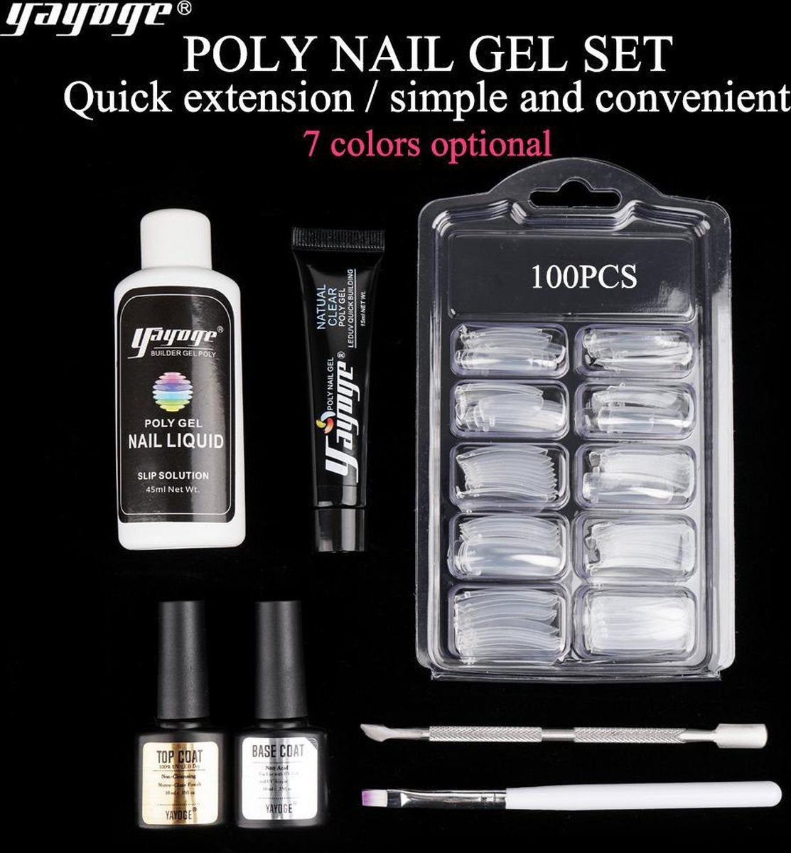 Yayoge Polygel - Kleur Clear - Gelnagels Starterspakket - Polygel Starterspakket - Gellak starterspakket - Gel Nagellak - Kunstnagels