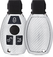 kwmobile autosleutelhoes voor Mercedes Benz 3-knops draadloze autosleutel - TPU beschermhoes - sleutelcover - Carbon design - zilver