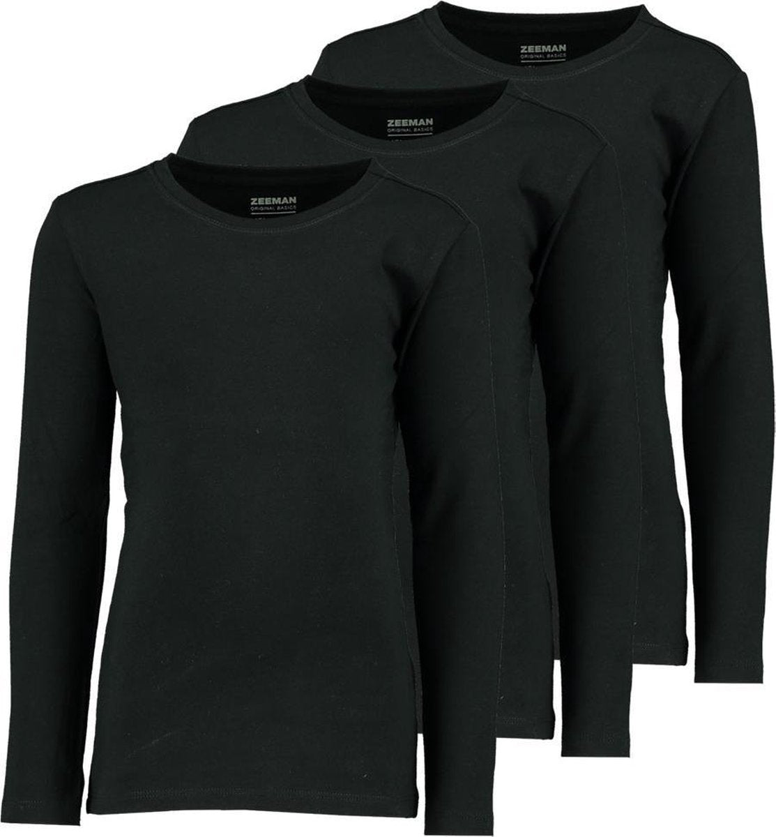 Zeeman kinder meisjes T-shirt lange mouw - zwart - maat 92 - 3 stuks