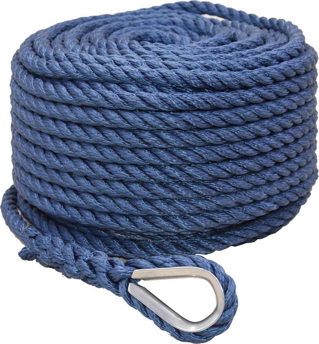 FES Ankerlijn - donkerblauw - incl. oog en RVS touwkous - 12mm x 20m