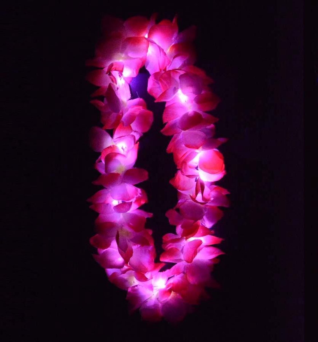 Lichtgevende Hawaii Ketting - LED - Roze