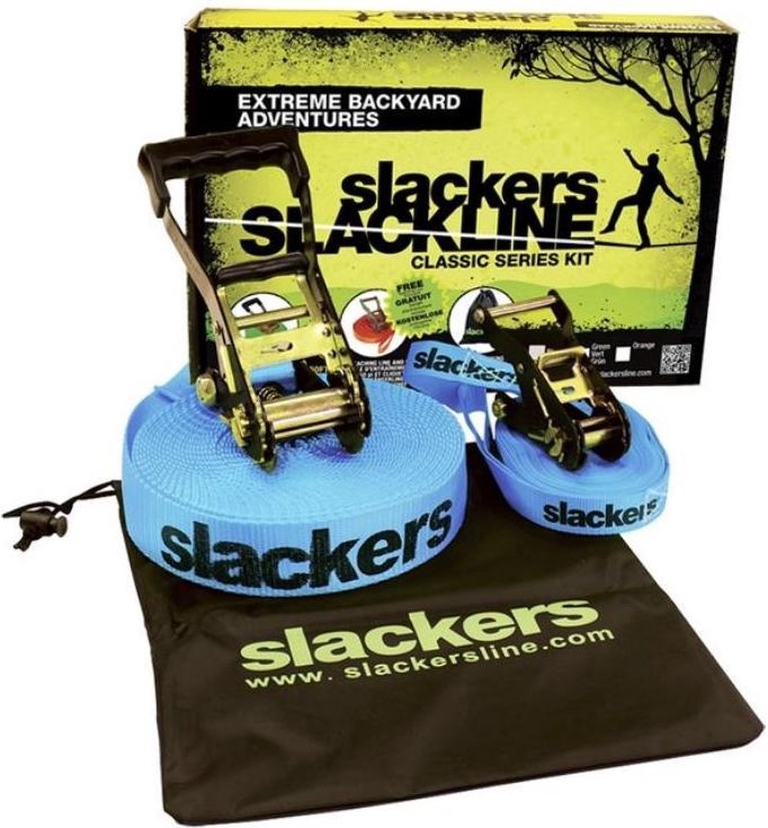Slackers Slackline-set 15 Meter Blauw