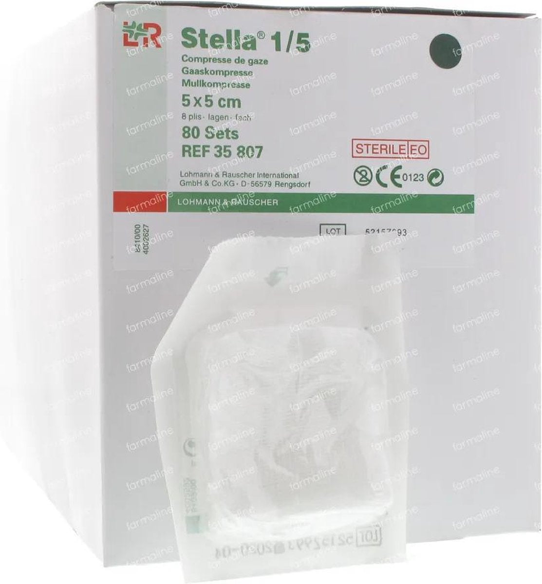 Lohmann & Rauscher Stella Kompres Steriel 1/5 80  stuks 5x 5cm 80 35807