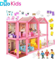 Duo Kids - Villa Groot Poppenhuis - 32 Delig + Poppen en Meubels - Speelgoed Meisjes
