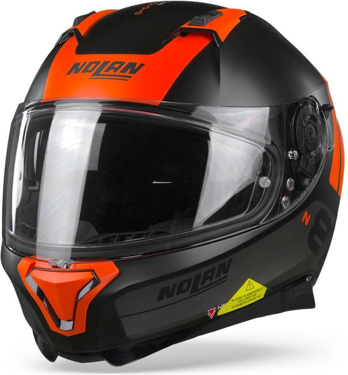 Nolan N87 Plus Distinctive 26 Flat Black Orange Integraalhelm - Motorhelm - Maat M