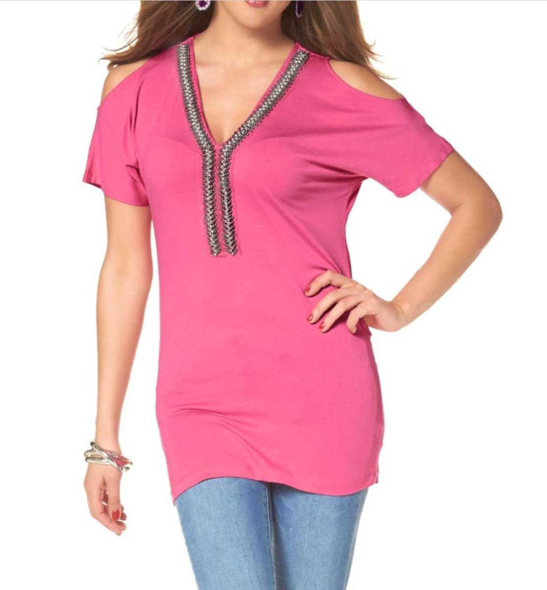 Blouse met strass stenen en sierkralen van Duitse modehuis Melrose