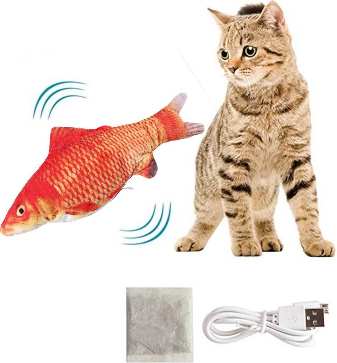 ElegaPet Elektronisch kattenspeeltje Goud -  Kattenspeeltje - Elektrisch Kattenspeeltje - Speelvis katten - 30 cm - Bewegend speeltje - Kitten - Automatisch kattenspeeltje - Kat - Poes - Bewegende vis - Kattenspeelgoed - electrisch kattenspeeltje