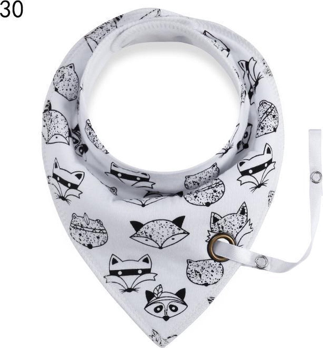 Kraamcadeau - babyshower - baby slabbetje met speenkoord - zachte stof binnenkant - bandana slabbetje - speenkoort - without lemons - mini vosjes - chibaa