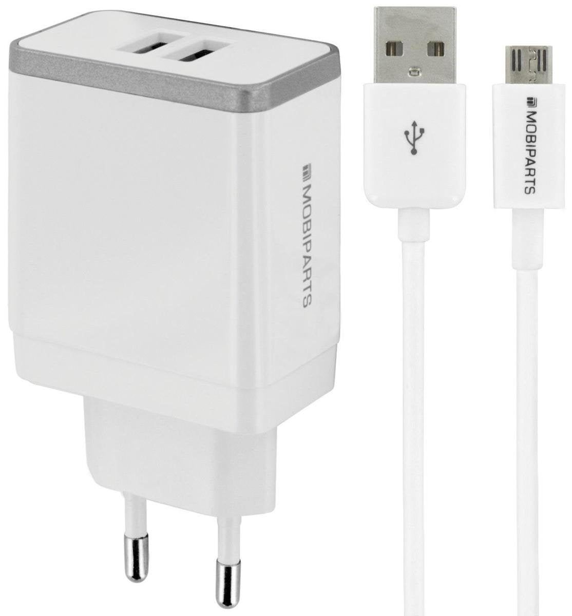 Mobiparts USB-A thuislader met 2 poorten en losse USB Micro B kabel - Smart IC - 4