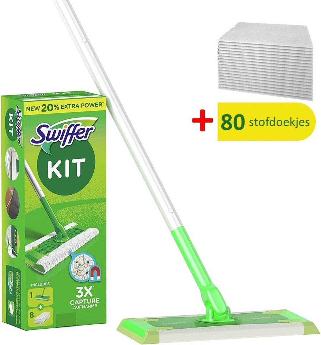 Swiffer Vloerreiniger - 1 Vloerwisser Met 80 Navul Stofdoekjes - Starterkit
