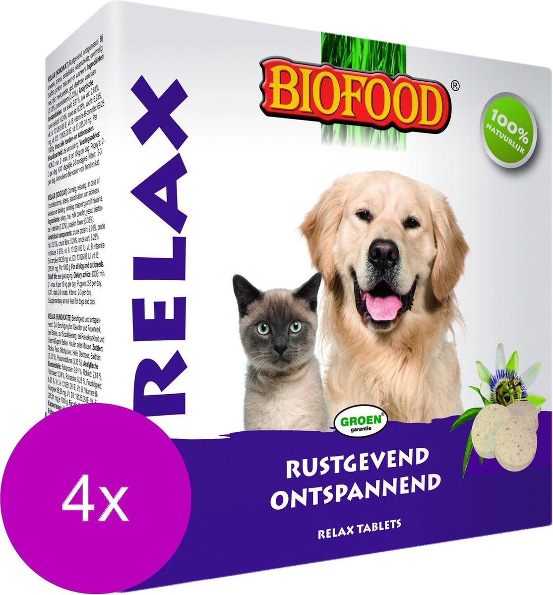 Biofood Gistsnoepjes Relax Hond/Kat - Hondensnacks - 4 x Naturel 100 stuks