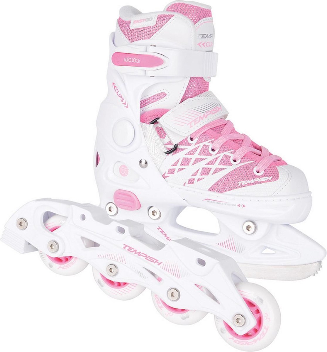 Tempish Kunstschaatsen/skates verstelbaar CLIPS DUO Meisjes Wit/Roze 33-36