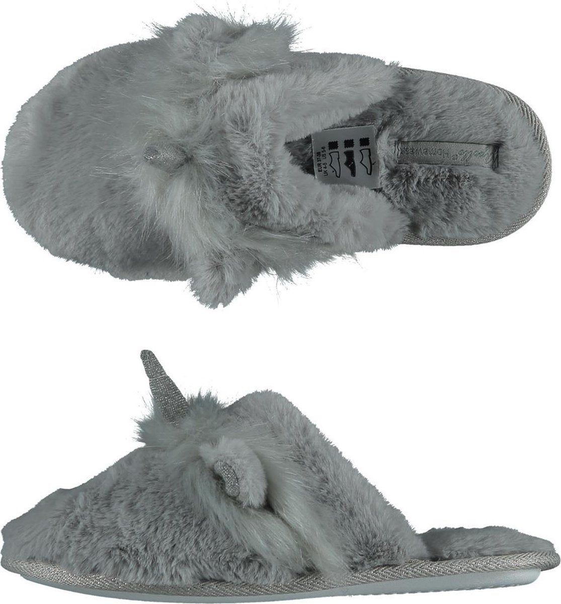 Sloffen - Pantoffels dames - Pantoffels - Sloffen dames - Instap sloffen - Zacht - Fluffy - Grijs - Maat 41/42