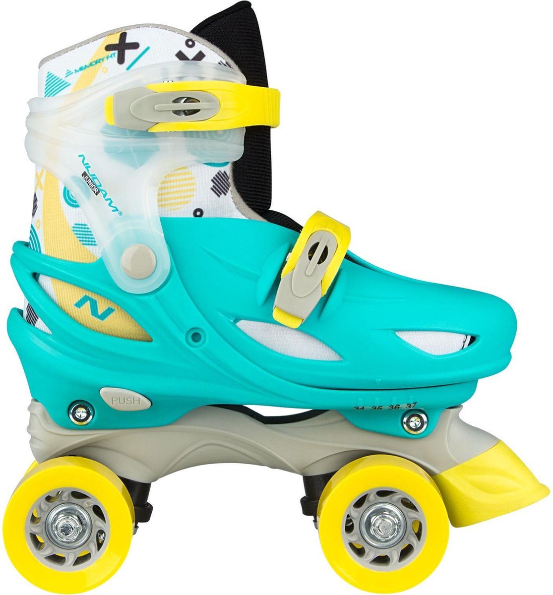Nijdam Rolschaatsen Junior Verstelbaar Hardboot - Rally Roller - Smaragd/Geel/Wit - 27-30