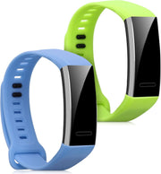 kwmobile 2x horlogeband voor Huawei Band 2 / Band 2 Pro - siliconen band voor fitnesstracker - lichtblauw / lichtgroen
