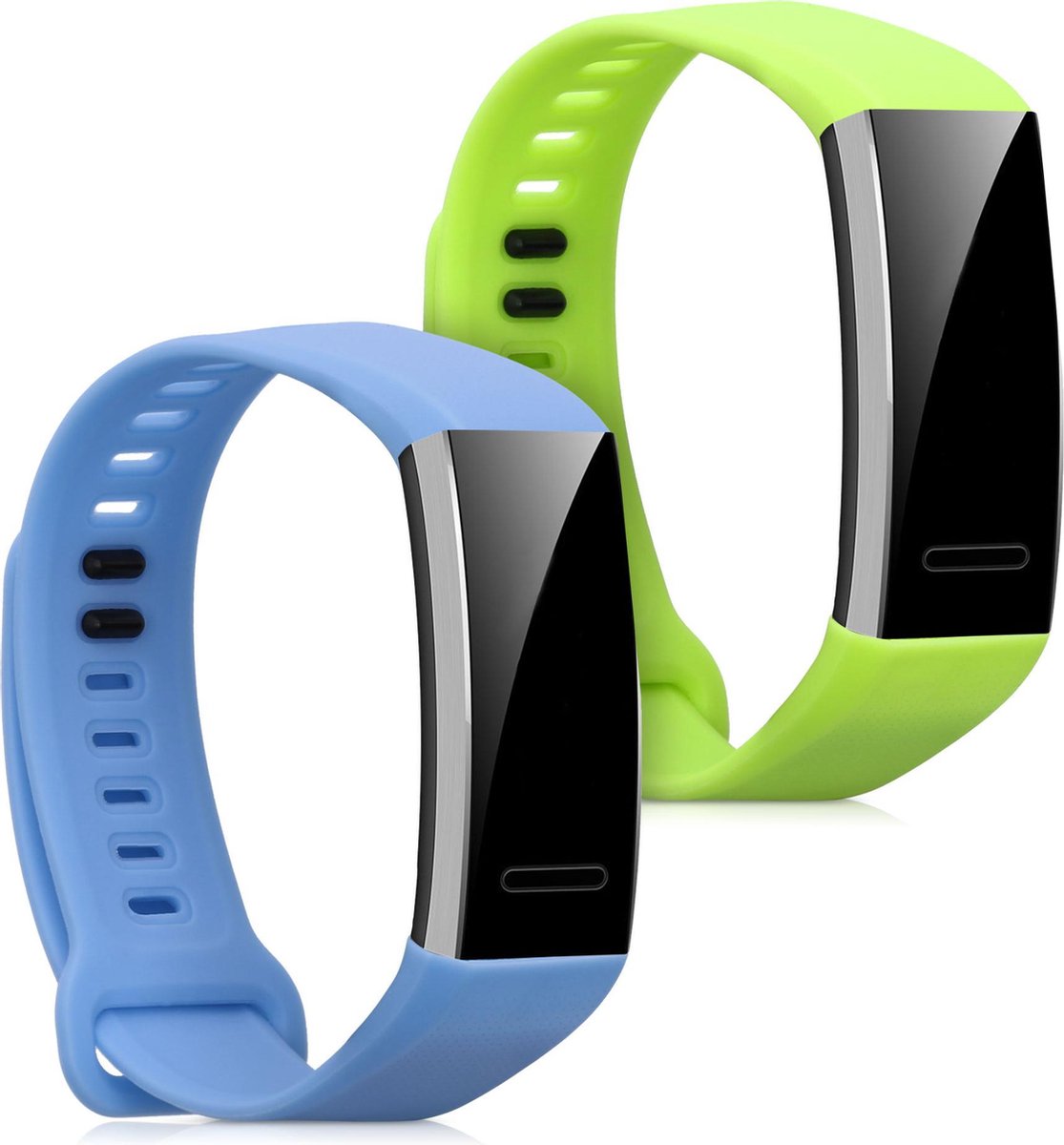 kwmobile 2x horlogeband voor Huawei Band 2 / Band 2 Pro - siliconen band voor fitnesstracker - lichtblauw / lichtgroen