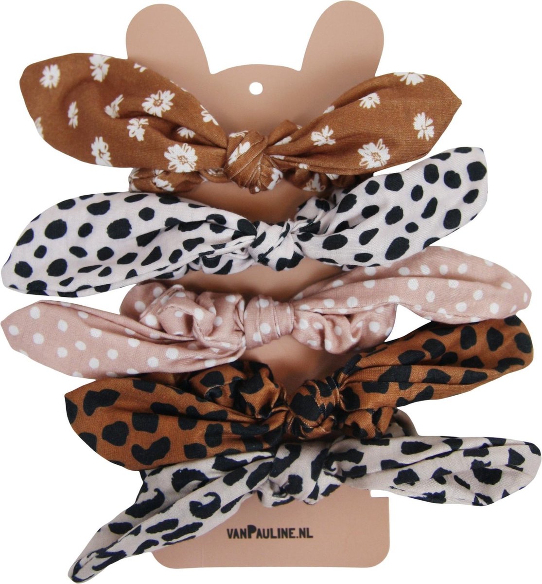 vanPauline Scrunchies Haarelastiekjes met Strik- 5 stuks - 2021 Multicolour