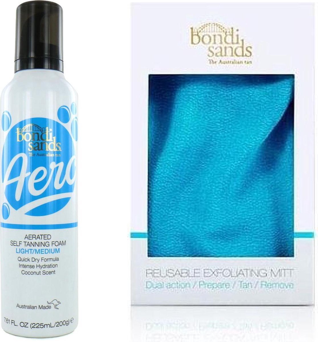 Bondi Sands Aero Self Tanning Foam 225 ml - Light/Medium. en Reusable Exfoliating Mitt