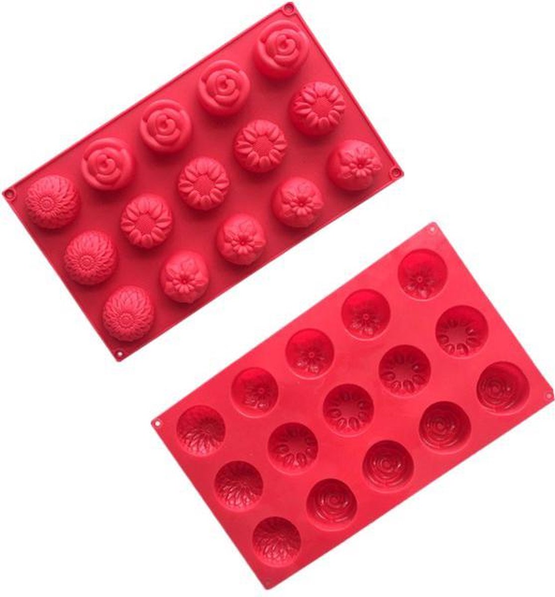 ProductGoods - Siliconen Bloemenvormen - Chocoladevorm - Zeepbakjes - 15 Stuks - Bakvormen