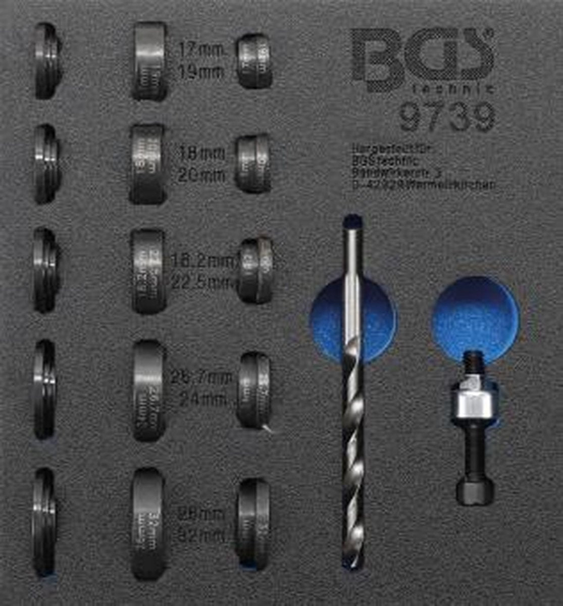 BGS Tooltray Perforeer set voor parkeersensoren Ø 17 - 32 mm