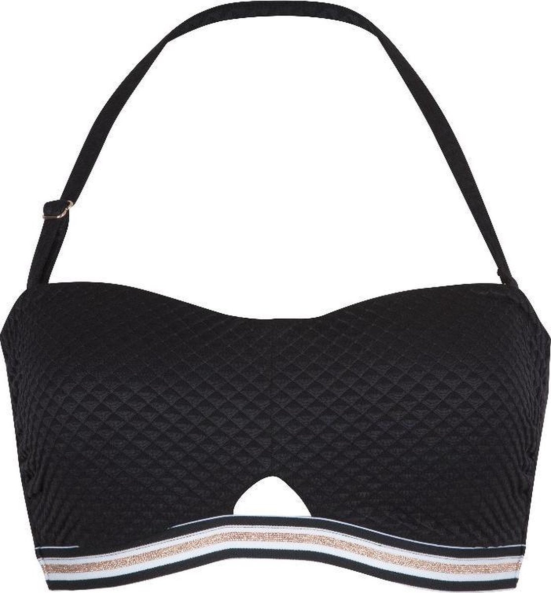 LingaDore - Structured Black Bandeau Bikini-Top - maat 38 - Zwart