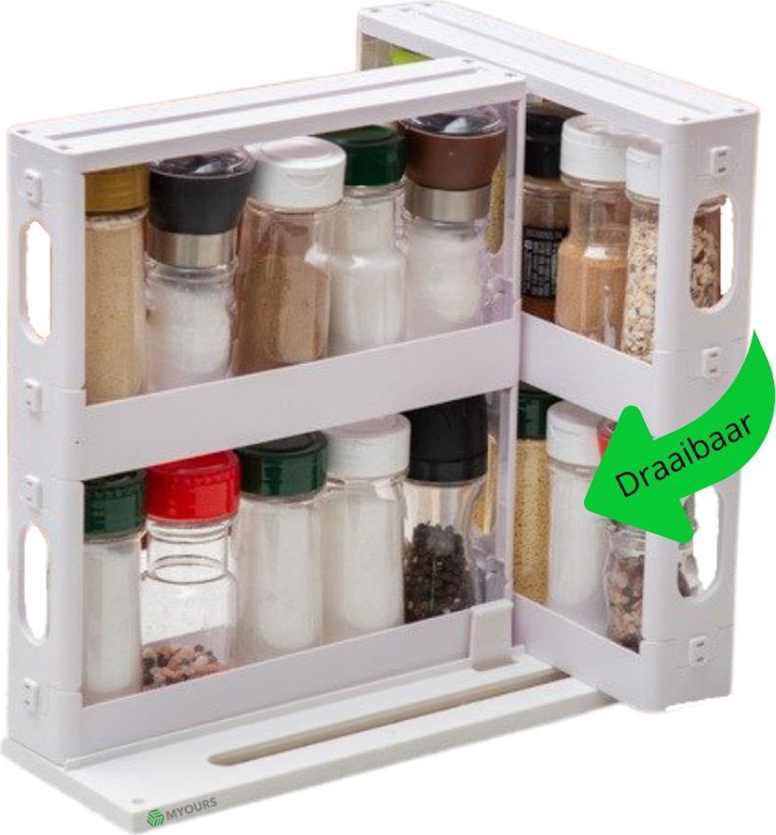 Myours® - Kruidenrek – Kruidenrek staand – Kruidenrek ophangbaar – Keukenrek – Keukenrek hangend – Keukenrekje hangend – Organizer – Organizer keuken - Wit