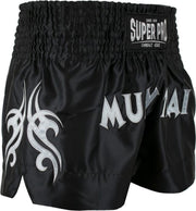 Super Pro Thaiboksshort Fighter Zwart/Zilver - XXS