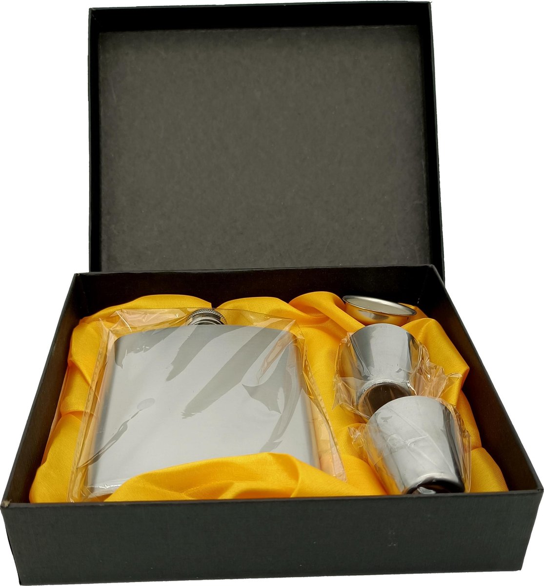 RVS Heupfles Gepersonaliseerd - Gift - Drankfles - Zakfles - RVS Flacon - Zakflacon - Incl. Trechter en Bekers